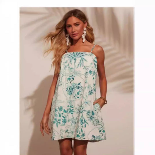 Damen Sommerkleid mit verführerischem floralem Design und praktischen Taschen EB