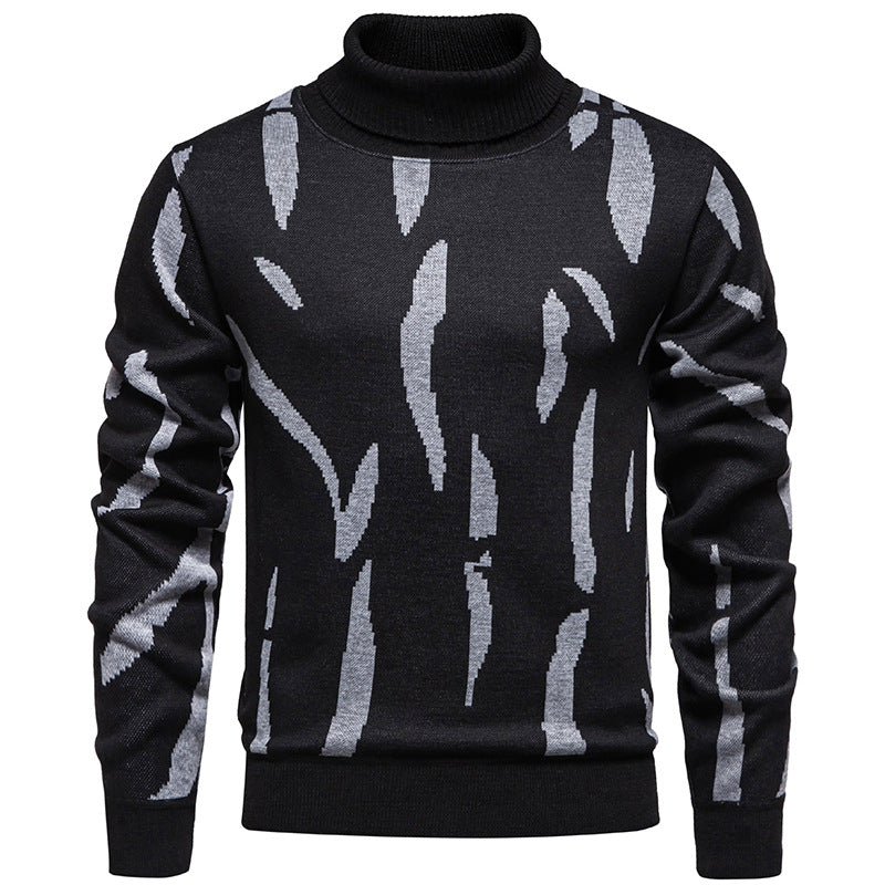 Herren modischer Pullover mit Stehkragen und einzigartigem Muster EB