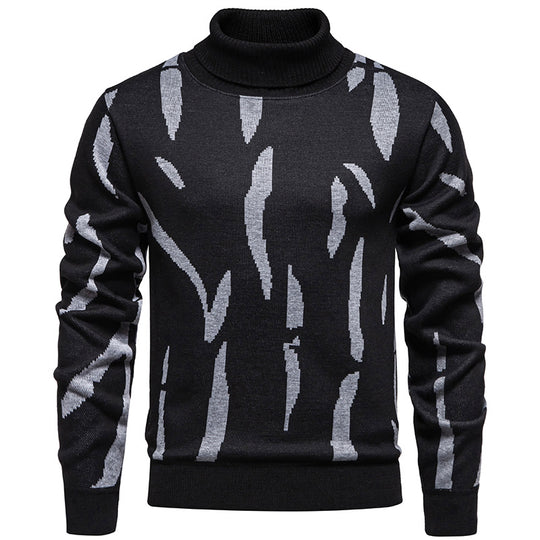 Herren modischer Pullover mit Stehkragen und einzigartigem Muster EB