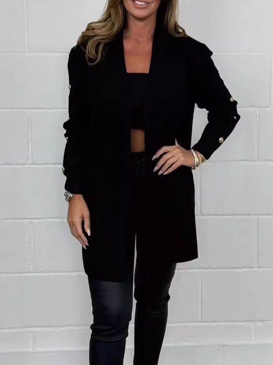 Damen Elegante Strickjacke mit Knopfdetails und Taschen EB