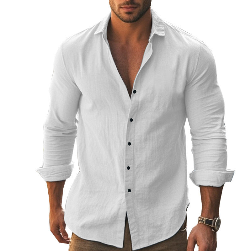 Herren Elegantes Langarmhemd mit modernem Kragen und hochwertiger Baumwollstruktur EB