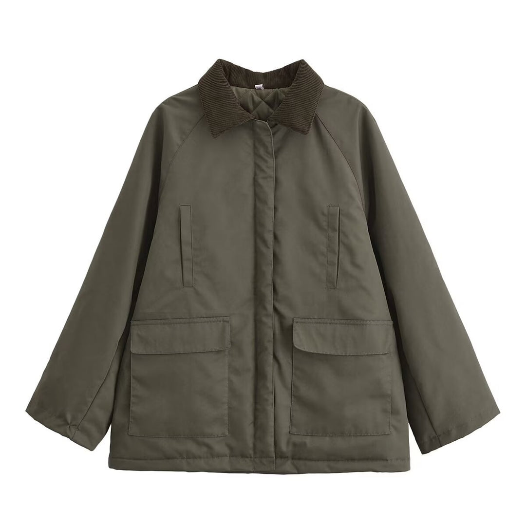 Damen Übergangsjacke mit hohem Kragen und praktischen Taschen EB