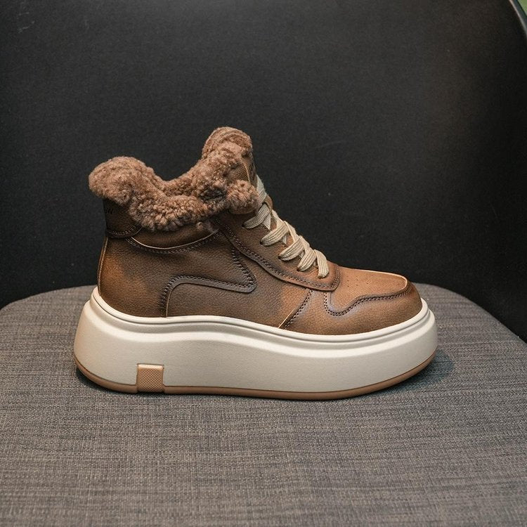 Damen High-Top Sneakers mit kuscheligem Fellrand und dämpfender Sohle EB