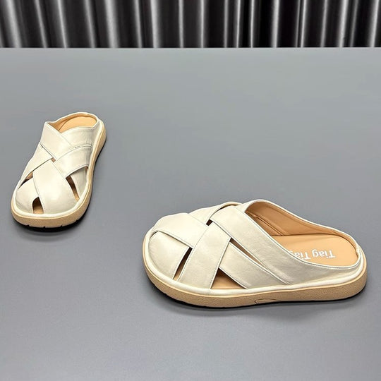 Damen bequeme Slipper mit elegantem Kreuzdesign und rutschfester Sohle EB