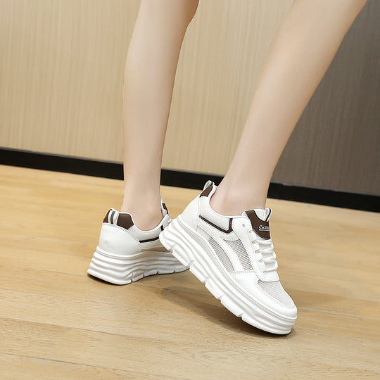 Damen elegante und bequeme Sneakers mit erhöhter Laufsohle EB