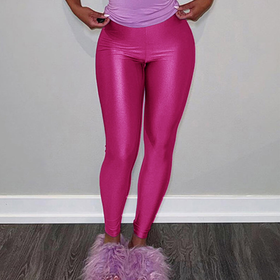Damen Hochwertige Shiny Leggings mit hohem Bund und perfekter Passform EB