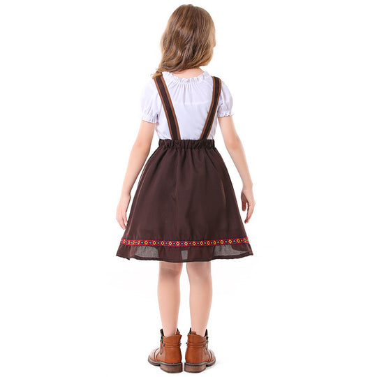 Damen nan traditionelles Mädchen-Dirndlkleid mit Schürze und dekorativen Stickereien EB