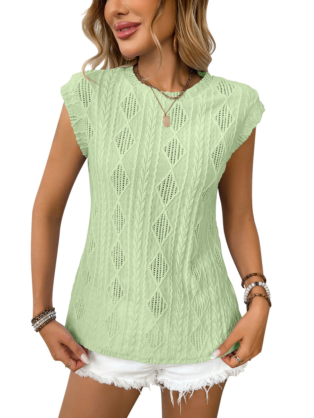 EB | Jacquard T-Shirt mit Rundhalsausschnitt und kurzen Ärmeln