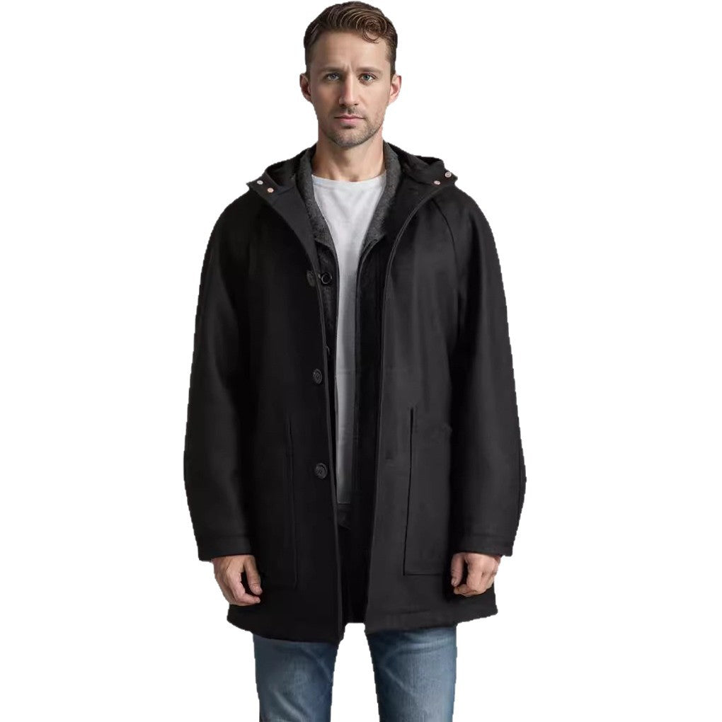 Herren elegante und kuschelige Steppjacke mit Kapuze EB