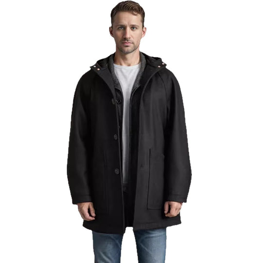 Herren elegante und kuschelige Steppjacke mit Kapuze EB