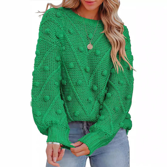 Damen stylischer Strickpullover mit strukturiertem 3D-Muster EB