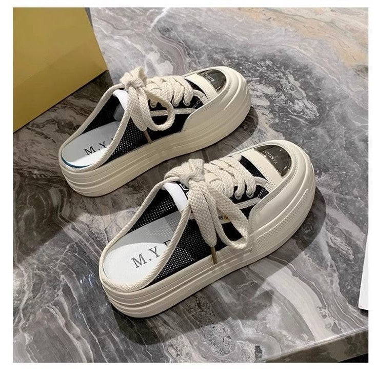 Damen modische Plateausneaker mit atmungsaktiver Oberflächenstruktur und robustem Sohlenprofil EB