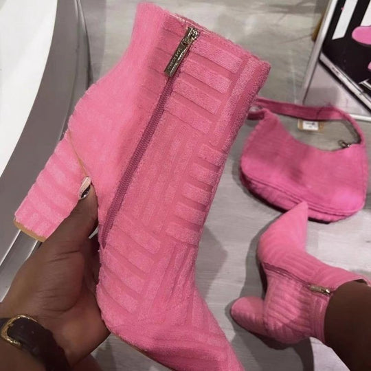 Damen Elegante Stiefeletten mit strukturiertem Obermaterial und praktischem Reißverschluss EB