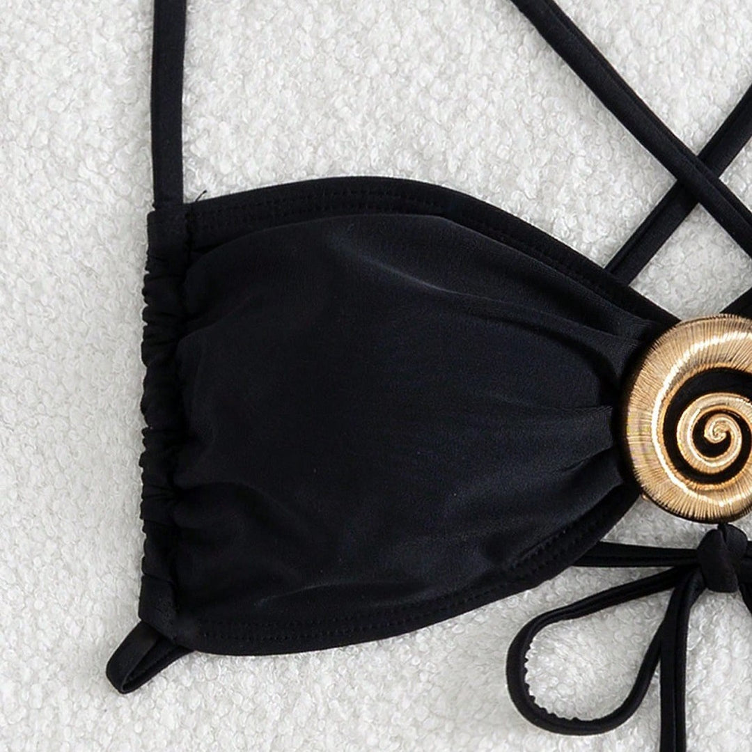 Damen Triangel-Bikini-Set mit dekorativem Ring EB