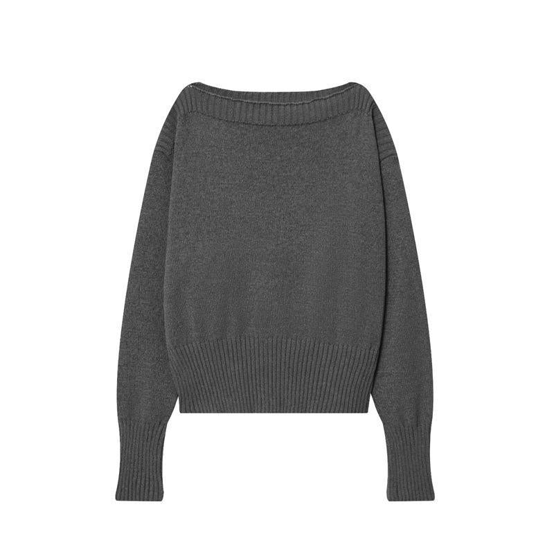 Damen kuscheliger Strickpullover mit weitem Schnitt und Rippbündchen EB