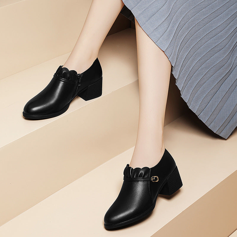 Damen elegante Stiefeletten mit Zierschnalle und komfortablem Absatz EB