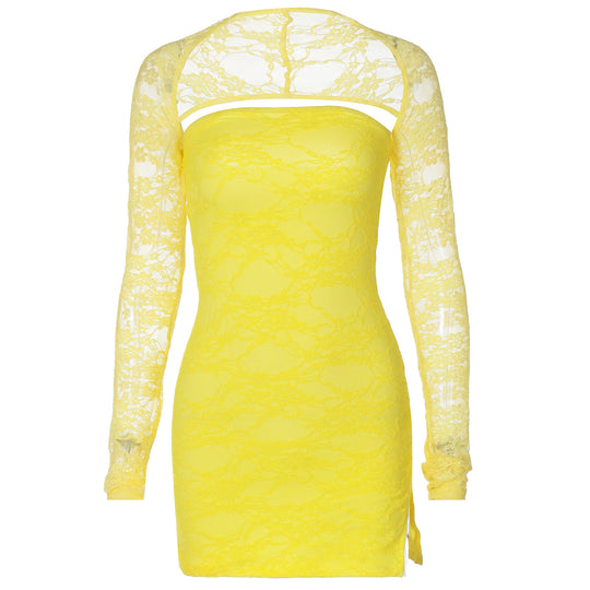 Damen Spitzenkleid mit langen Ärmeln EB