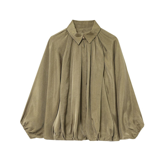 Damen elegante Bluse mit Plisseedetails EB