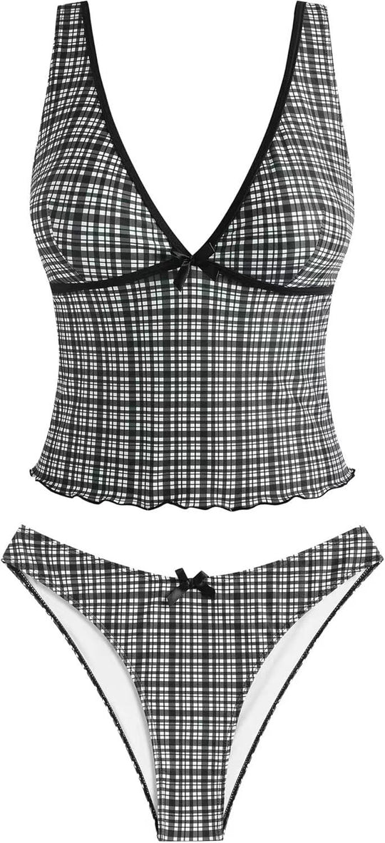 Damen Bikini-Set mit ausgestelltem Oberteil und verstellbaren Trägern EB