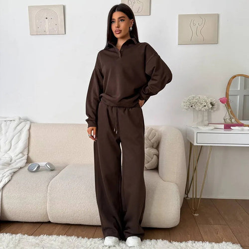 Damen lässiges Poloshirt und weite Hose Set EB