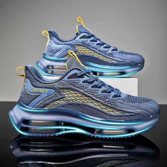 Unisex atmungsaktive Strick-Laufsneaker mit sichtbarer Luftkammer, verstärkter Ferse und rutschfester Profilsohle EB
