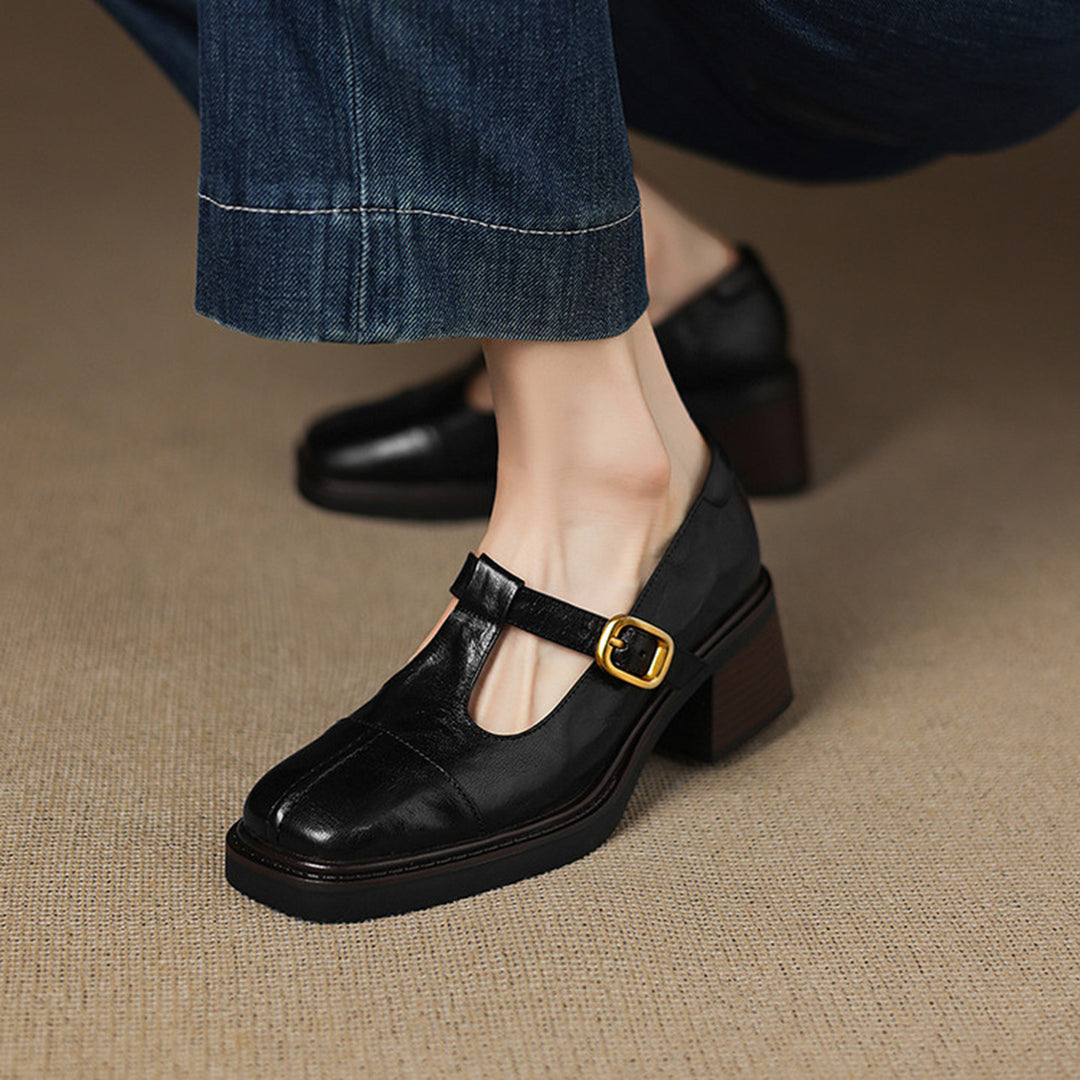 Damen Elegante Ballerinas mit modischer Schnallenverzierung EB