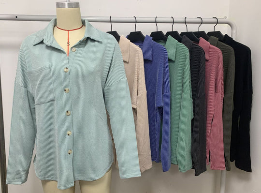 Damen lässige Strickjacke mit Knopfleiste EB