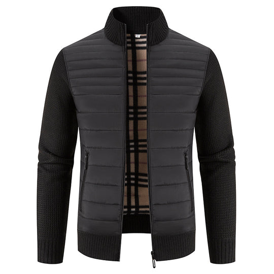 Herren gesteppte Hybridjacke mit Strickärmeln und modernem Stehkragen EB