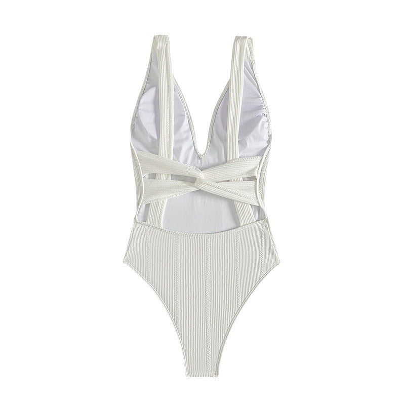 Damen Stilvoller V-Ausschnitt Badeanzug EB