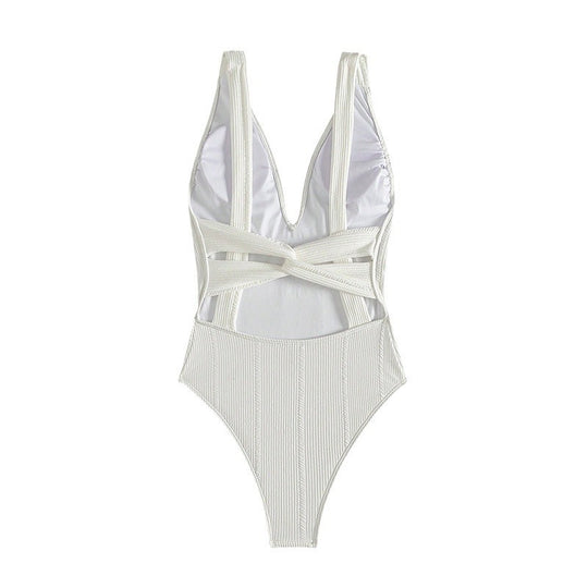 Damen Stilvoller V-Ausschnitt Badeanzug EB