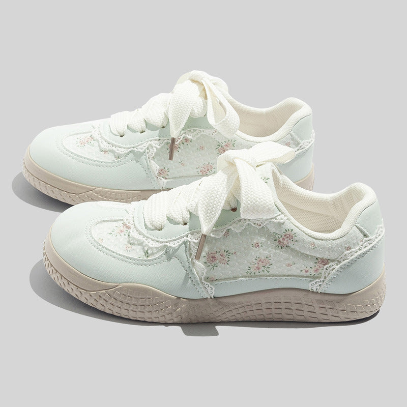 Damen Sneakers mit floralem Design und atmungsaktiver Mesh-Oberfläche EB