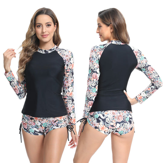 Damen UV-Schutz Rashguard mit tropischem Farbdesign EB