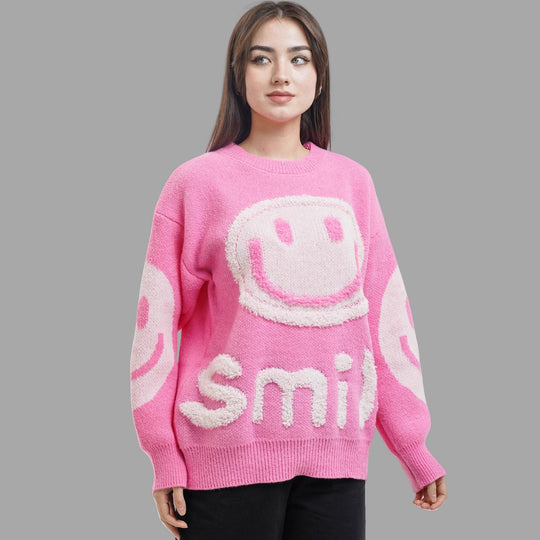 Damen gemütlicher Oversize-Pullover mit lässigem Grafikdesign EB