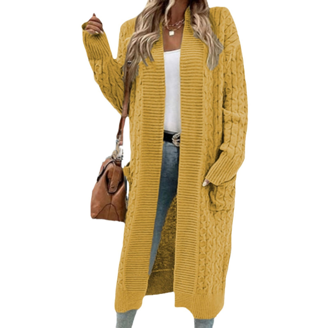 Damen Grobstrick-Cardigan mit offenen Taschen und texturiertem Kabelfinish EB