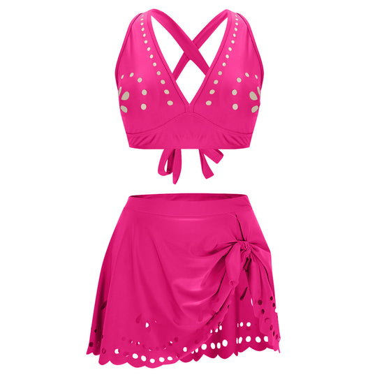 Damen Bade-Set mit Skirt und Kreuz-Trägern EB