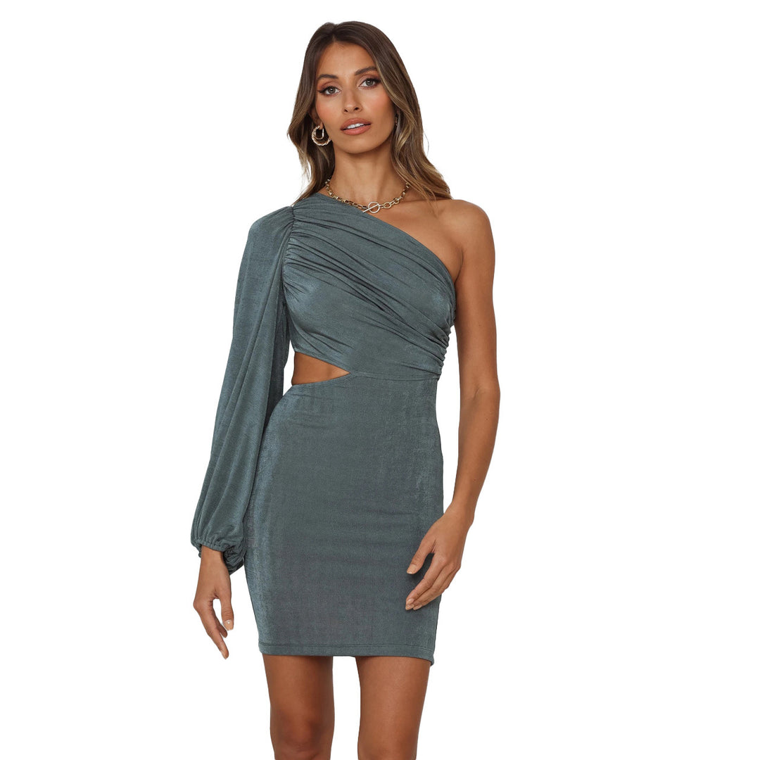 Damen Elegantes Ein-Schulter-Kleid mit raffiniertem Schnitt und charakteristischem Schlitz EB