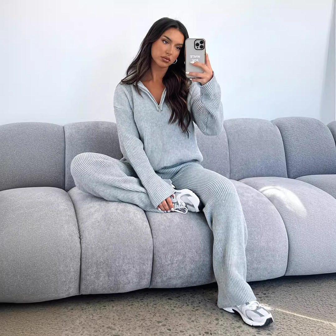 Damen nan Feinstrickpullover mit hohem Kragen und verdecktem Reißverschluss EB