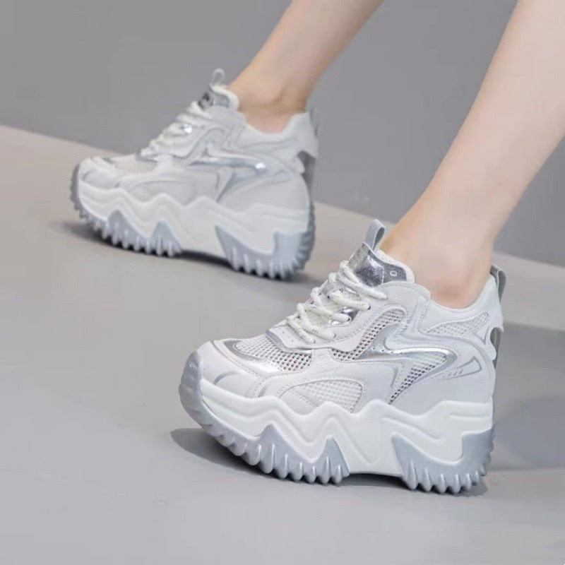 Damen Chunky Sneakers mit atmungsaktiver Mesh-Oberfläche und federnder Sohle EB