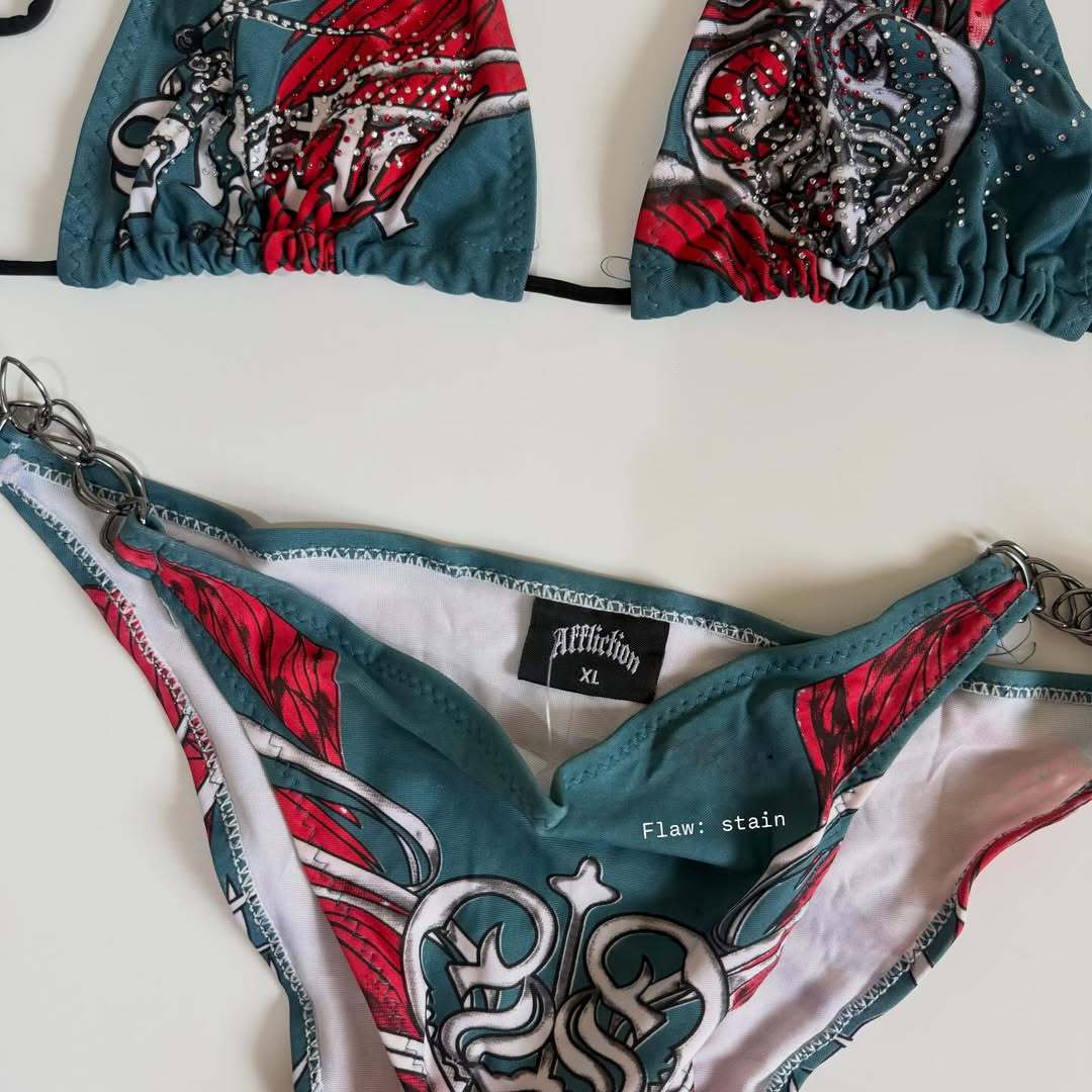 Damen Bikini mit einzigartigem Druck und verstellbaren Trägern EB