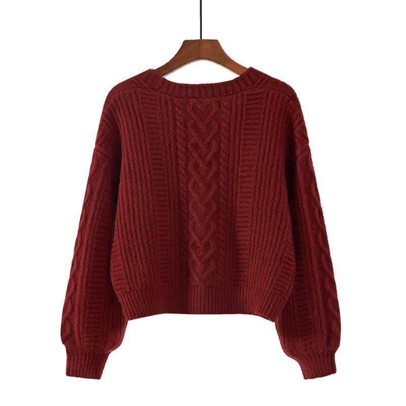 Damen Strickjacke mit ausgefallenem Zopfmuster und tiefem V-Ausschnitt EB
