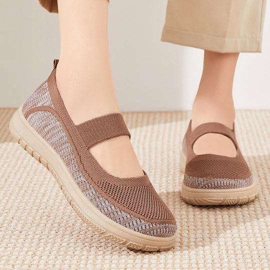 Damen Komfortable Slip-On Sneakers mit elastischem Riemen und atmungsaktivem Obermaterial EB