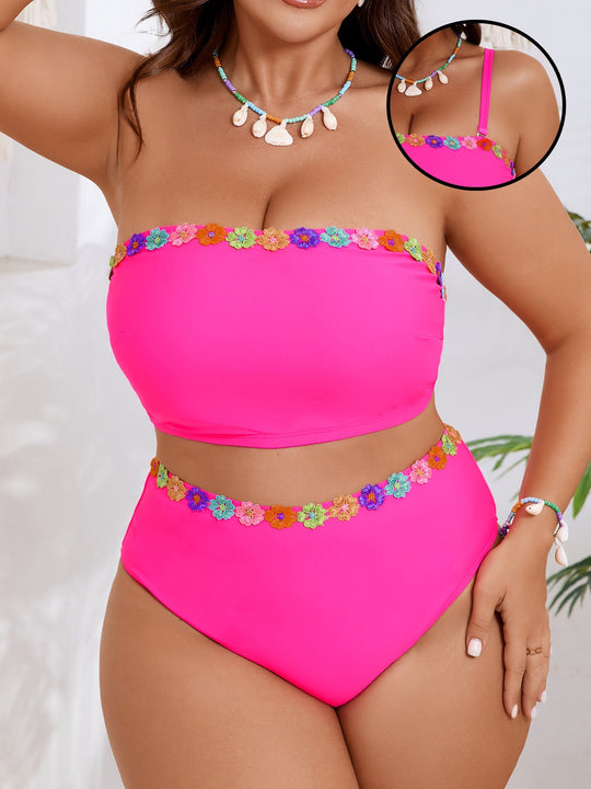 Damen Bandeau-Bikini-Set mit floralem Akzent EB