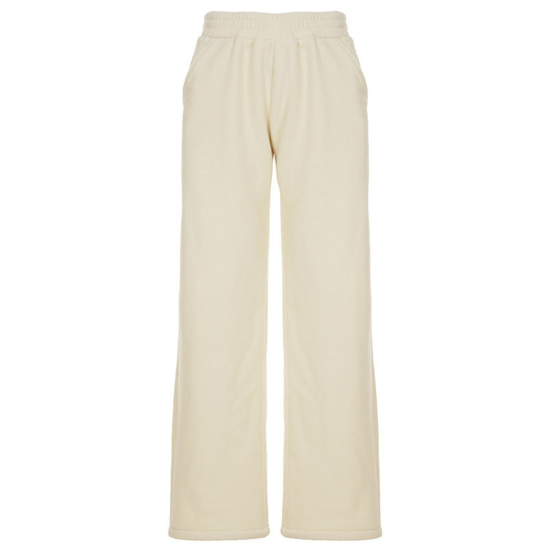 Damen Flauschige Jogginghose mit elastischem Bund und Seitennahttaschen EB