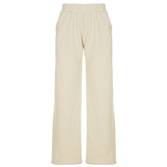 Damen Flauschige Jogginghose mit elastischem Bund und Seitennahttaschen EB