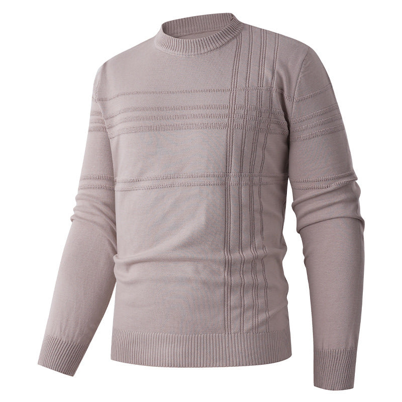 Herren nan Feinstrick-Pullover Rundhals mit geprägter Streifenstruktur und schmaler Silhouette EB