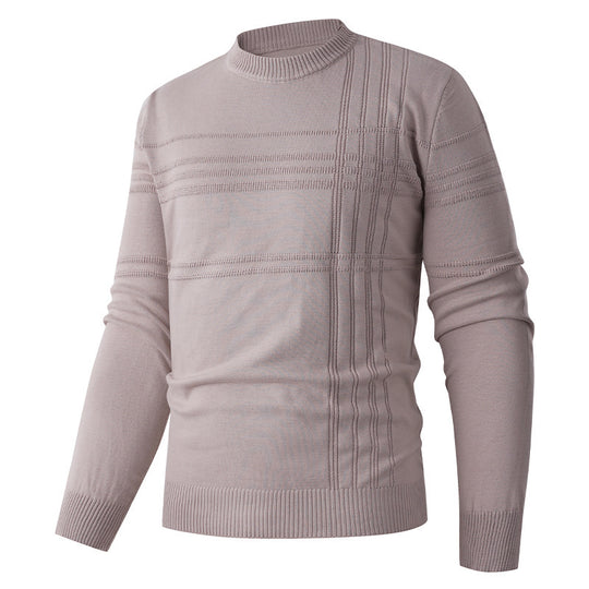 Herren nan Feinstrick-Pullover Rundhals mit geprägter Streifenstruktur und schmaler Silhouette EB