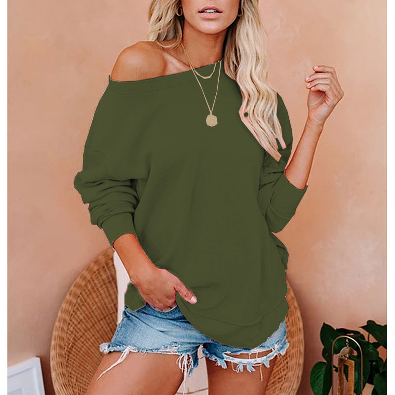 Damen Oversized Sweatshirt mit Schulterdesign EB