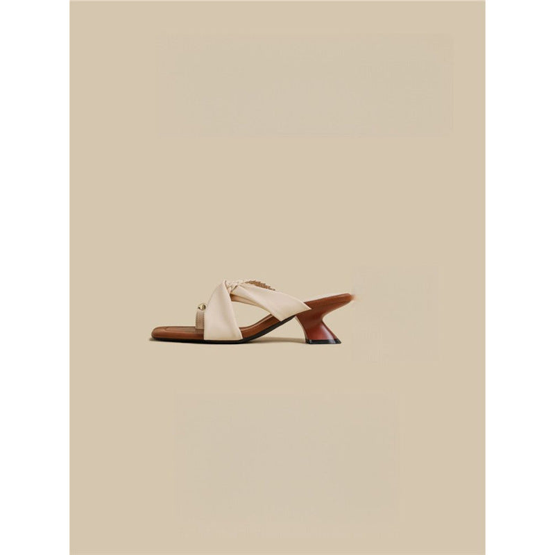 Damen trendige Schluppen-Sandalen mit blockiertem Absatz EB