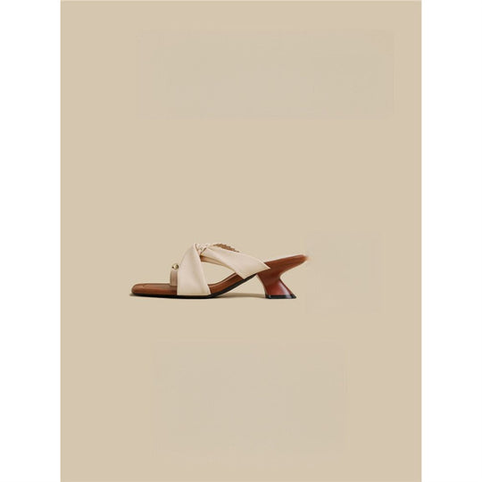 Damen trendige Schluppen-Sandalen mit blockiertem Absatz EB