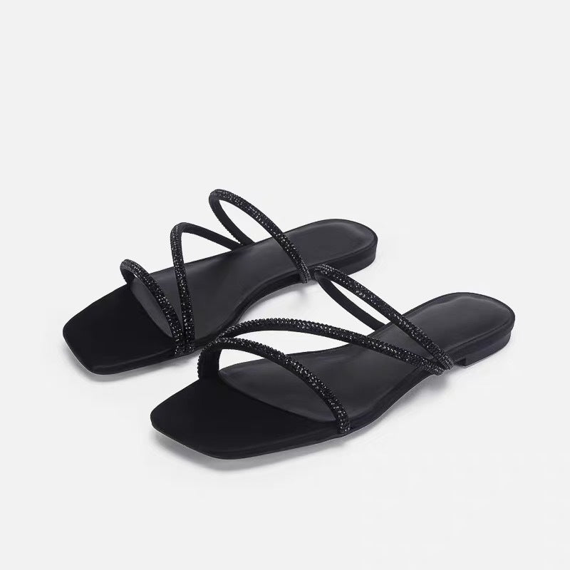 Damen Elegante und glamouröse Sandalen mit funkelnden Riemen EB